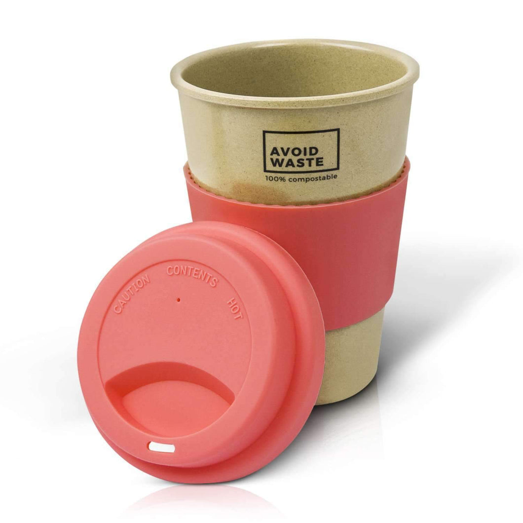 Kaffeebecher aus Reishülsen rosa 400ml